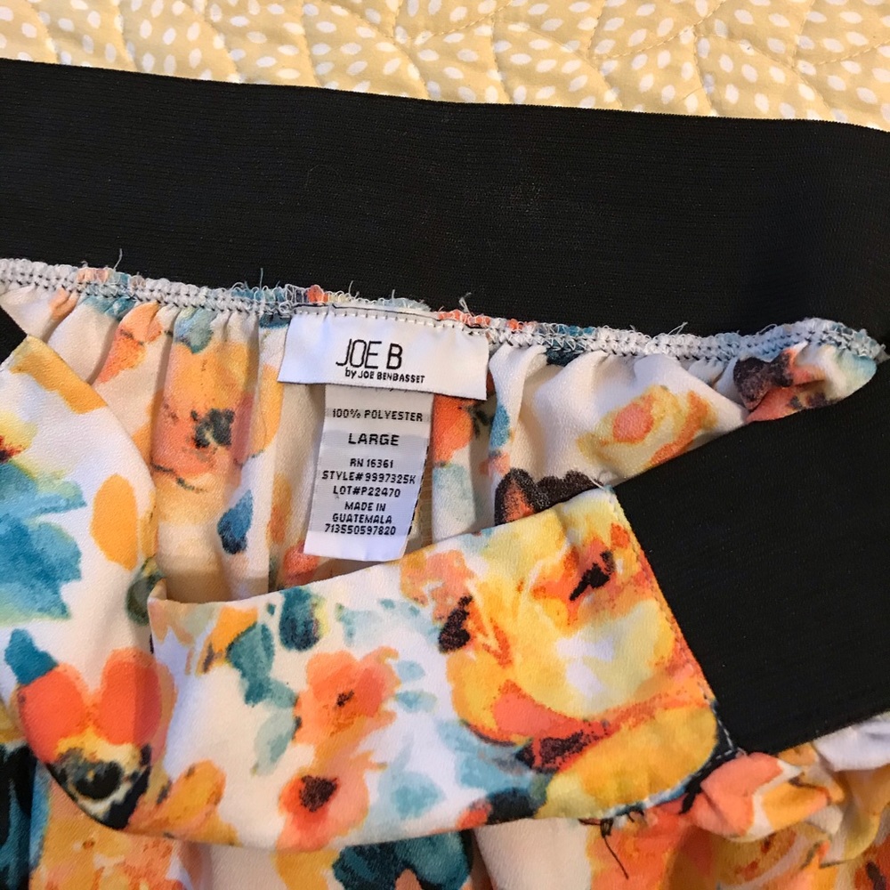 Joe B Sz L Orange Floral Print Mini Skirt - Picture 3 of 3